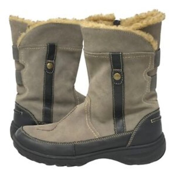 Clarks Andes fortune Q Taupe Leather Winter Boots Sz 7 - Picture 2 of 7